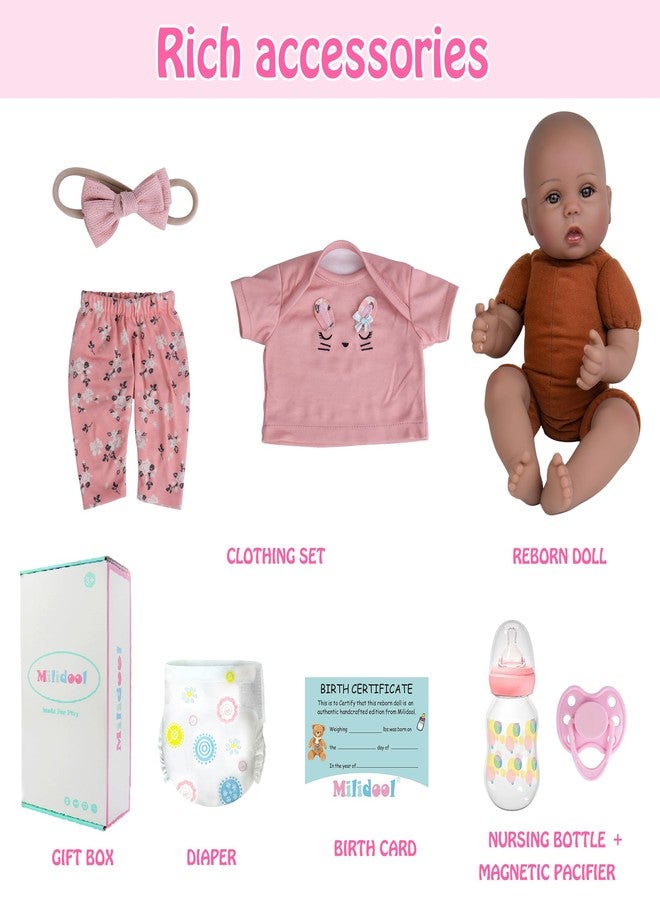 Milidool Lifelike Black Reborn Baby Dolls Girl - Realistic 18 Inch African American Newborn Girl Lifelike Silicone Baby Dolls That Look Real Gift for Ages 3+ - Image 5